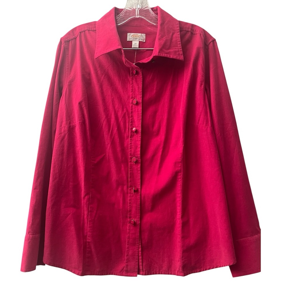 NWT Talbots Fuchsia Pink Button Down Fine Corduroy Shirt 2X Petite 100% Cotton